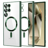 Husa MagSafe pentru Samsung Galaxy S24 Ultra S928, Techsuit, Luxury Crystal, Verde Inchis