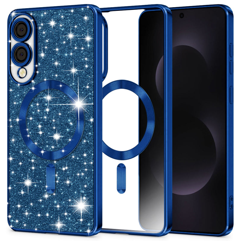 Husa MagSafe pentru Samsung Galaxy S25 Edge S937, Techsuit, Luxury Glitter, Albastra