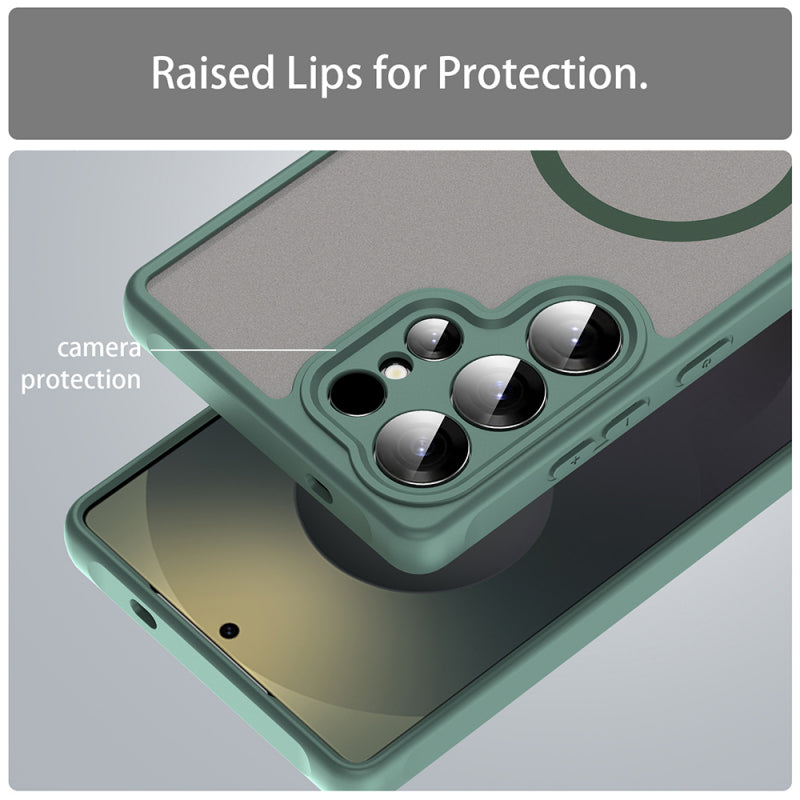 Husa MagSafe pentru Samsung Galaxy S25 Ultra S938, Techsuit, HaloFrost II, Verde