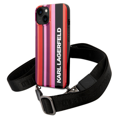 Husa pentru Apple iPhone 14, Karl Lagerfeld, Color Stripes with Strap