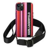 Husa pentru Apple iPhone 14, Karl Lagerfeld, Color Stripes with Strap