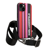 Husa pentru Apple iPhone 14, Karl Lagerfeld, Color Stripes with Strap