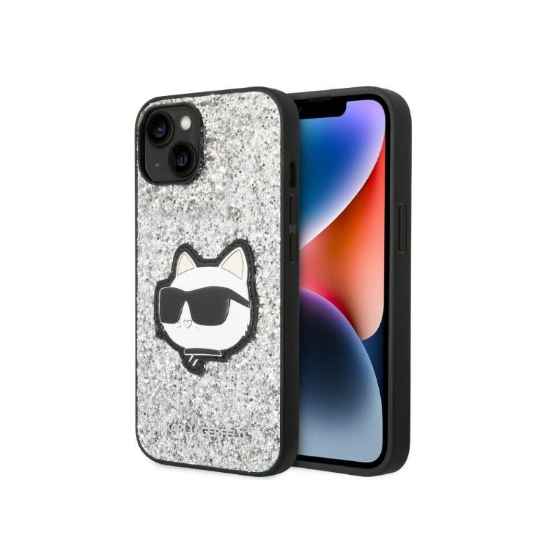 Husa pentru Apple iPhone 14, Karl Lagerfeld, Glitter Choupette Patch