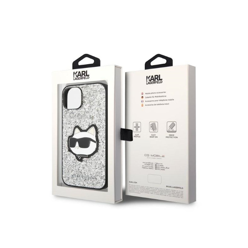 Husa pentru Apple iPhone 14, Karl Lagerfeld, Glitter Choupette Patch