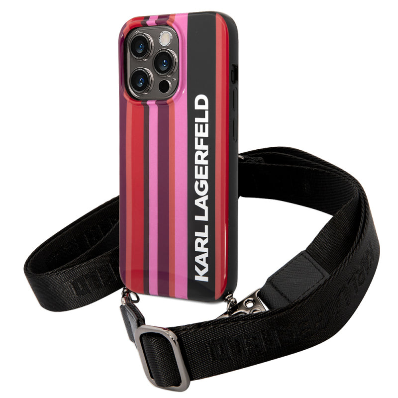 Husa pentru Apple iPhone 14 Pro, Karl Lagerfeld, Color Stripes with Strap