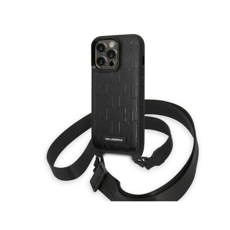 Husa pentru Apple iPhone 14 Pro, Karl Lagerfeld, Monogram Plaque Logo with Strap