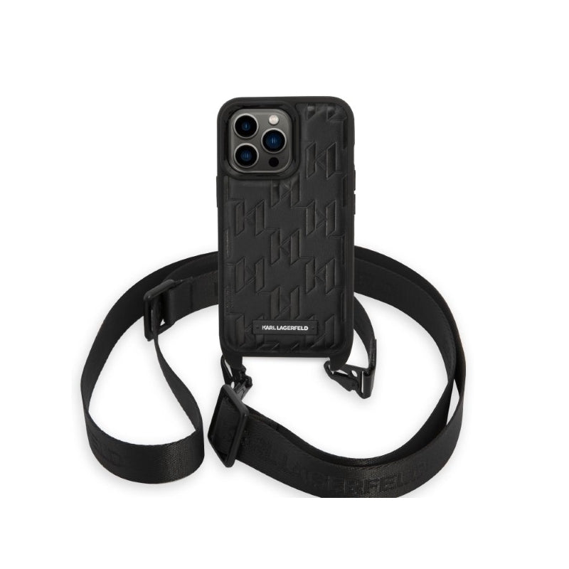 Husa pentru Apple iPhone 14 Pro, Karl Lagerfeld, Monogram Plaque Logo with Strap
