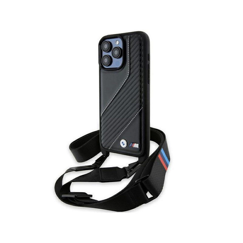 Husa pentru Apple iPhone 15 Pro, BMW, M Edition Carbon Stripe &amp; Strap - Neagra - NotebookGsm
