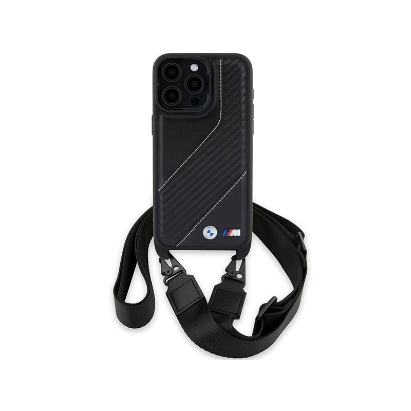 Husa pentru Apple iPhone 15 Pro, BMW, M Edition Carbon Stripe &amp; Strap - Neagra - NotebookGsm