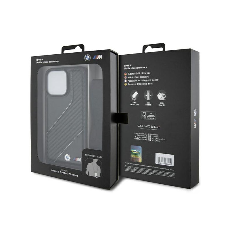 Husa pentru Apple iPhone 15 Pro, BMW, M Edition Carbon Stripe &amp; Strap
