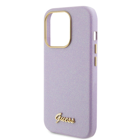 Husa pentru Apple iPhone 15 Pro, Guess, Glitter Glossy Script - Mov Deschis - NotebookGsm
