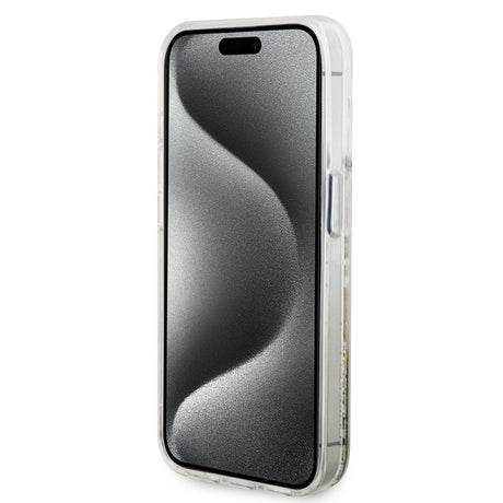 Husa pentru Apple iPhone 15 Pro, Guess, Liquid Glitter Gold Stri