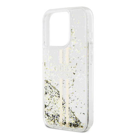 Husa pentru Apple iPhone 15 Pro, Guess, Liquid Glitter Gold Stri