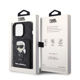 Husa pentru Apple iPhone 15 Pro, Karl Lagerfeld, Saffiano Cardslots and Stand Monogram Ikonik Karl