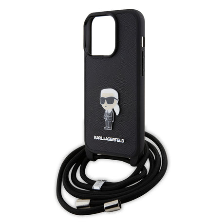 Husa pentru Apple iPhone 15 Pro, Karl Lagerfeld, Saffiano Crossbody Monogram Metal Pin Karl