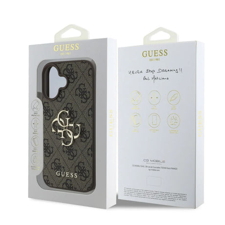 Husa pentru Apple iPhone 16, Guess, 4G Big Log - Maro - NotebookGsm