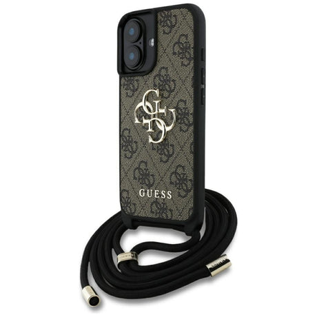 Husa pentru Apple iPhone 16, Guess, 4G CBDY Big Logo with Cord Strap - Maro - NotebookGsm