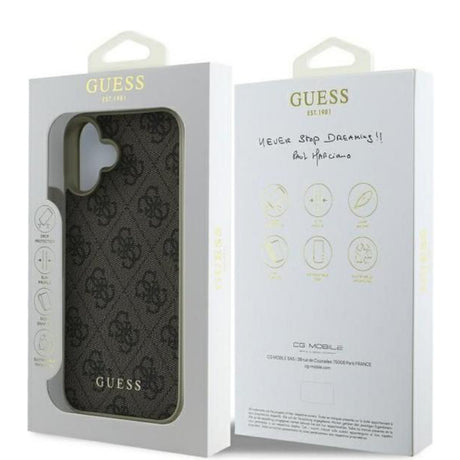 Husa pentru Apple iPhone 16, Guess, 4G Charm - Maro - NotebookGsm