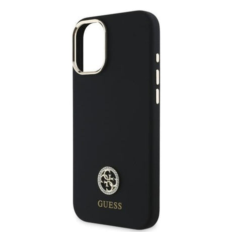 Husa pentru Apple iPhone 16, Guess, Logo Strass 4G - Neagra - NotebookGsm