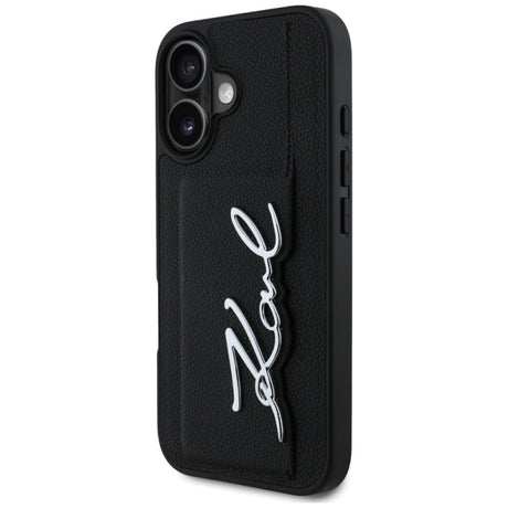 Husa pentru Apple iPhone 16, Karl Lagerfeld, Metal Signatu - Neagra - NotebookGsm