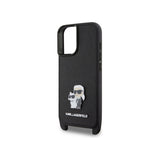 Husa pentru Apple iPhone 16, Karl Lagerfeld, Saffiano Crossbody Metal Pin Karl &amp; Choupette
