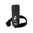 Husa pentru Apple iPhone 16, Karl Lagerfeld, Saffiano Crossbody Metal Pin Karl &amp; Choupette