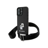 Husa pentru Apple iPhone 16, Karl Lagerfeld, Saffiano Crossbody Metal Pin Karl &amp; Choupette