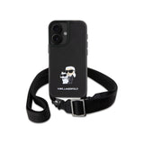 Husa pentru Apple iPhone 16, Karl Lagerfeld, Saffiano Crossbody Metal Pin Karl &amp; Choupette