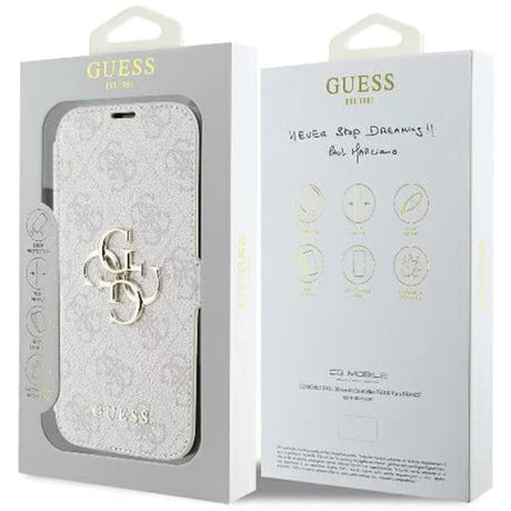 Husa pentru Apple iPhone 16 Plus, Guess, 4G Book - Roz - NotebookGsm