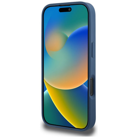 Husa pentru Apple iPhone 16 Pro, Guess, 4G Grained Roses Big Logo - Albastra - NotebookGsm