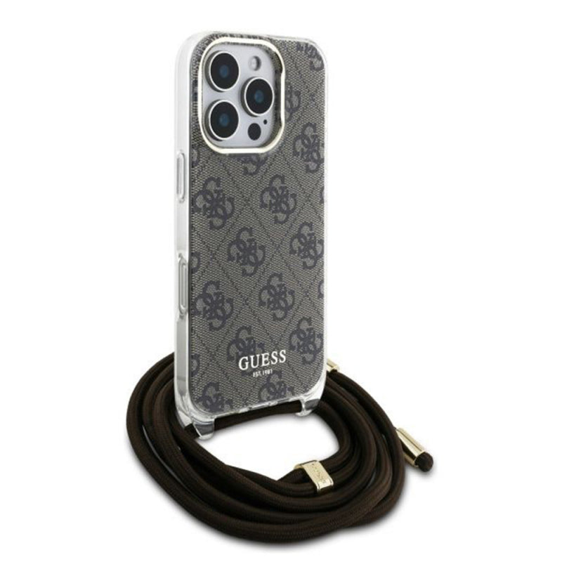 Husa pentru Apple iPhone 16 Pro, Guess, Crossbody Cord 4G Print