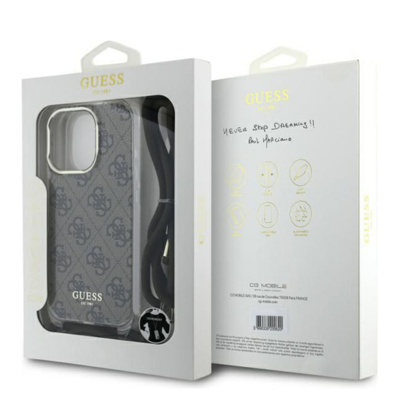 Husa pentru Apple iPhone 16 Pro, Guess, Crossbody Cord 4G Print