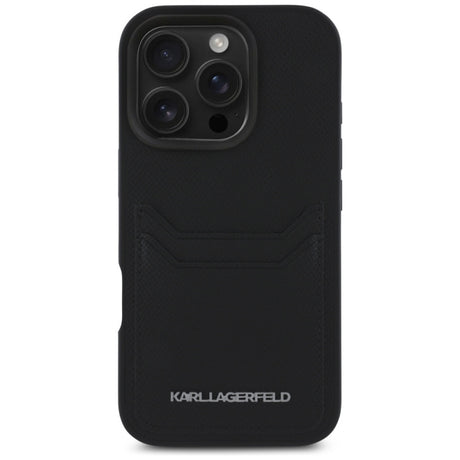 Husa pentru Apple iPhone 16 Pro, Karl Lagerfeld, Grained Cardslots - Neagra - NotebookGsm
