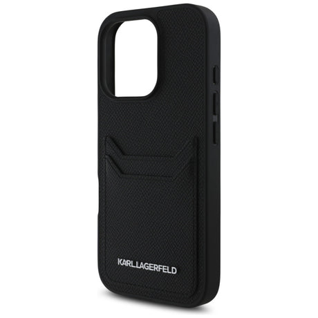 Husa pentru Apple iPhone 16 Pro, Karl Lagerfeld, Grained Cardslots - Neagra - NotebookGsm