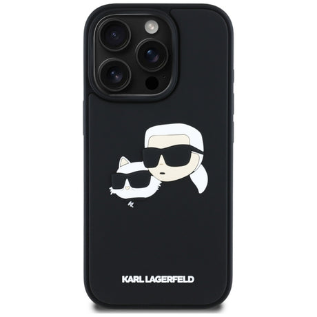 Husa pentru Apple iPhone 16 Pro Max, Karl Lagerfeld, 3D Rubber Karl &amp; Choupett - Neagra - NotebookGsm