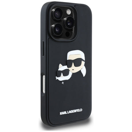 Husa pentru Apple iPhone 16 Pro Max, Karl Lagerfeld, 3D Rubber Karl &amp; Choupett - Neagra - NotebookGsm