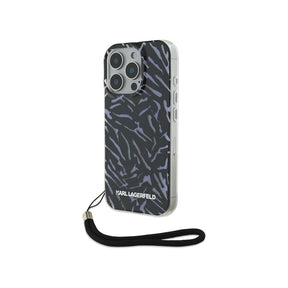 Husa pentru Apple iPhone 16 Pro Max, Karl Lagerfeld, Zebra with Cord Strap - Mov - NotebookGsm