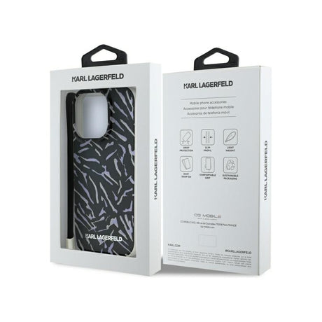 Husa pentru Apple iPhone 16 Pro Max, Karl Lagerfeld, Zebra with Cord Strap - Mov - NotebookGsm