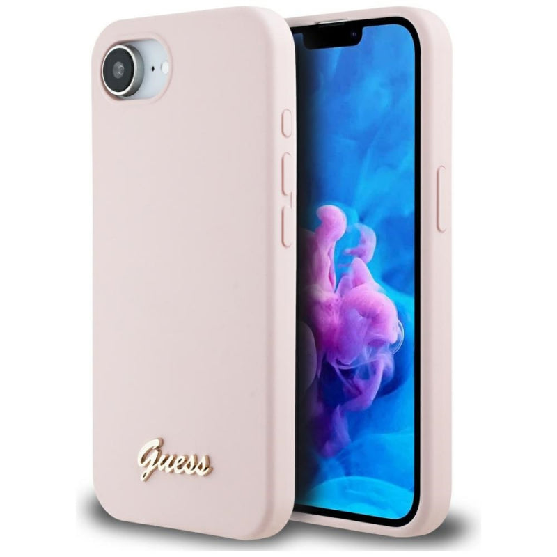 Husa pentru Apple iPhone 16e, Guess, Script Metal Log