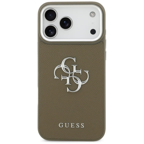 Husa pentru Apple iPhone 17 Pro Max, Guess, 4G Grained Big And Classic L - Maro Argintie - NotebookGsm