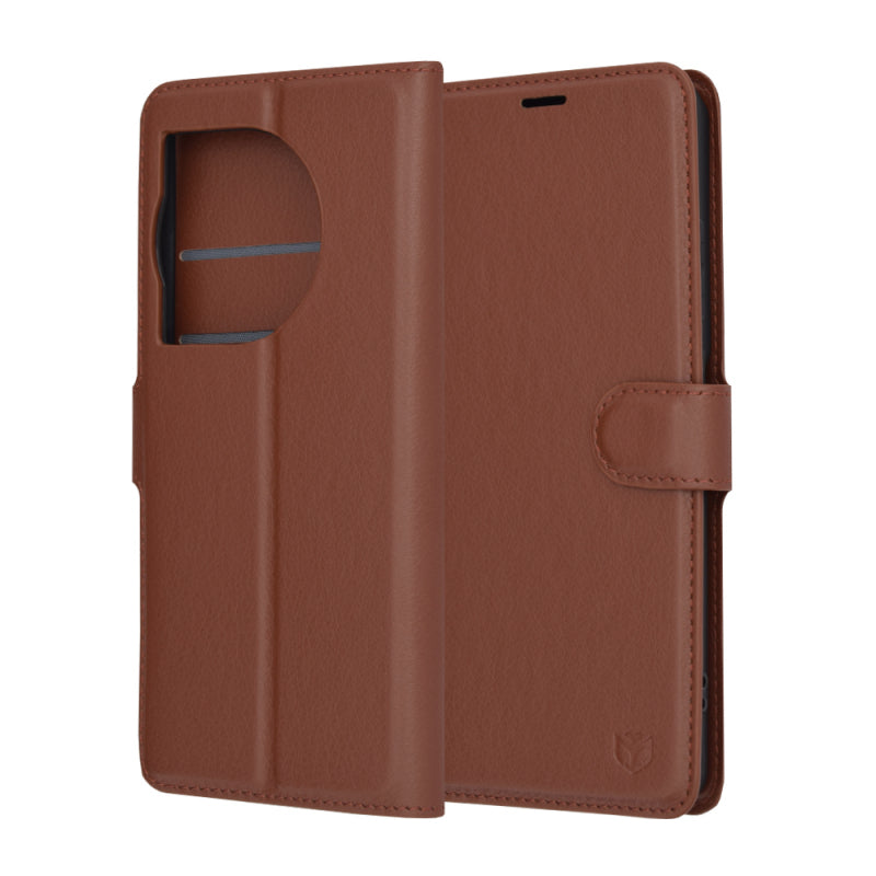 Husa pentru OnePlus 12R, Techsuit, Leather Folio, Maro