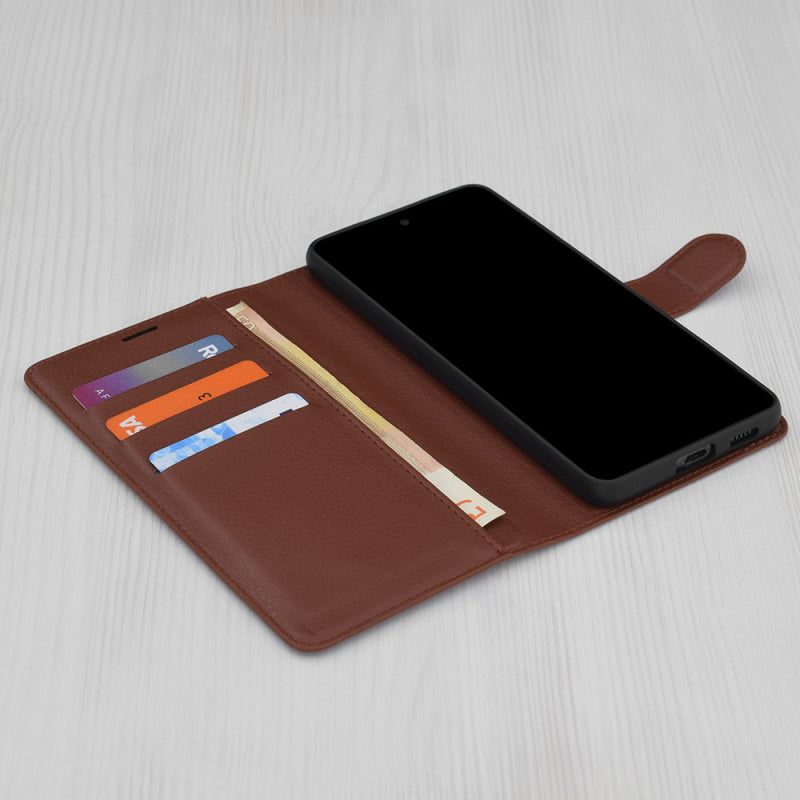 Husa pentru Oppo Reno12, Techsuit, Leather Folio, Maro