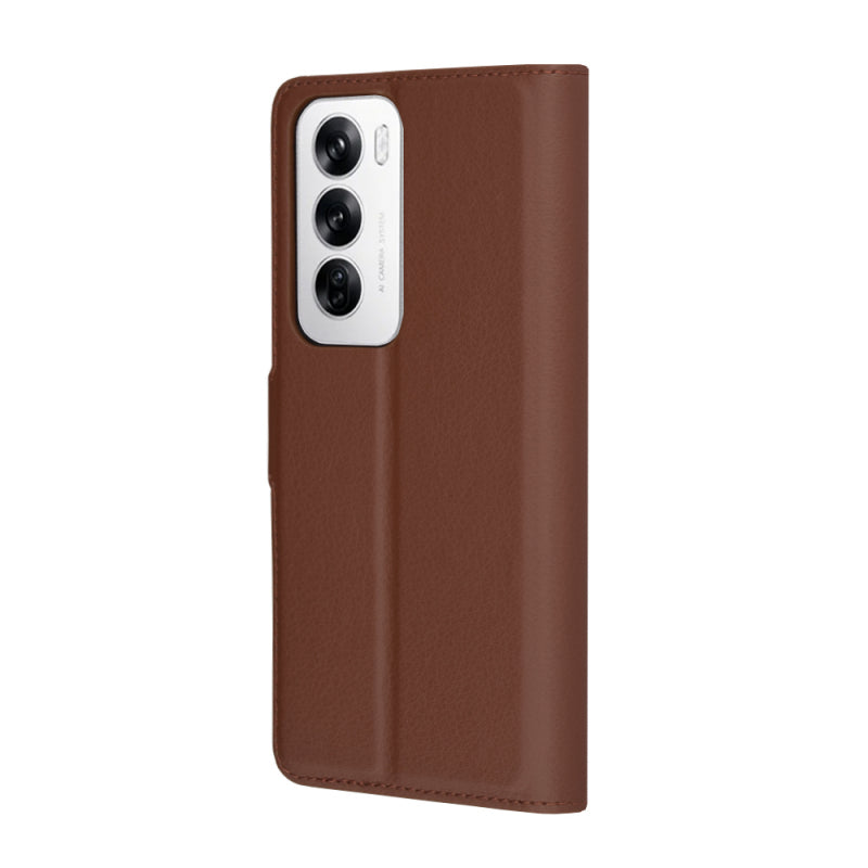 Husa pentru Oppo Reno12, Techsuit, Leather Folio, Maro