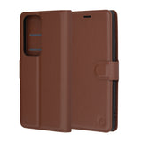Husa pentru Oppo Reno12, Techsuit, Leather Folio, Maro