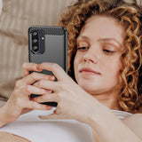 Husa pentru Samsung Galaxy A56 A566 / A36 A366, Techsuit, Carbon, Albastra