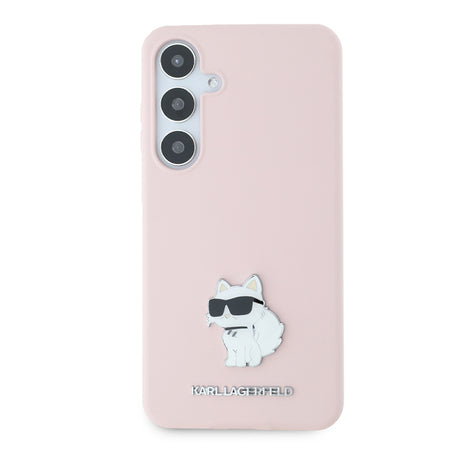 Husa pentru Samsung Galaxy S24+ S926, Karl Lagerfeld, Silicone Choupette Metal - Roz - NotebookGsm