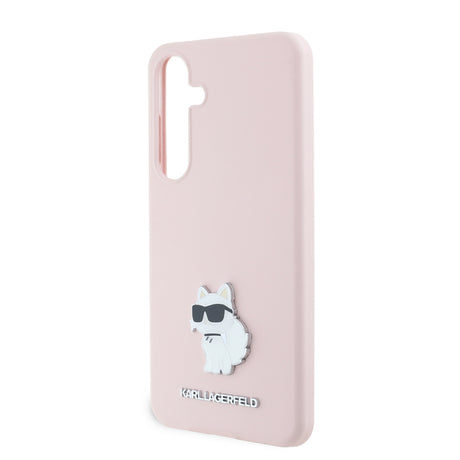 Husa pentru Samsung Galaxy S24+ S926, Karl Lagerfeld, Silicone Choupette Metal - Roz - NotebookGsm
