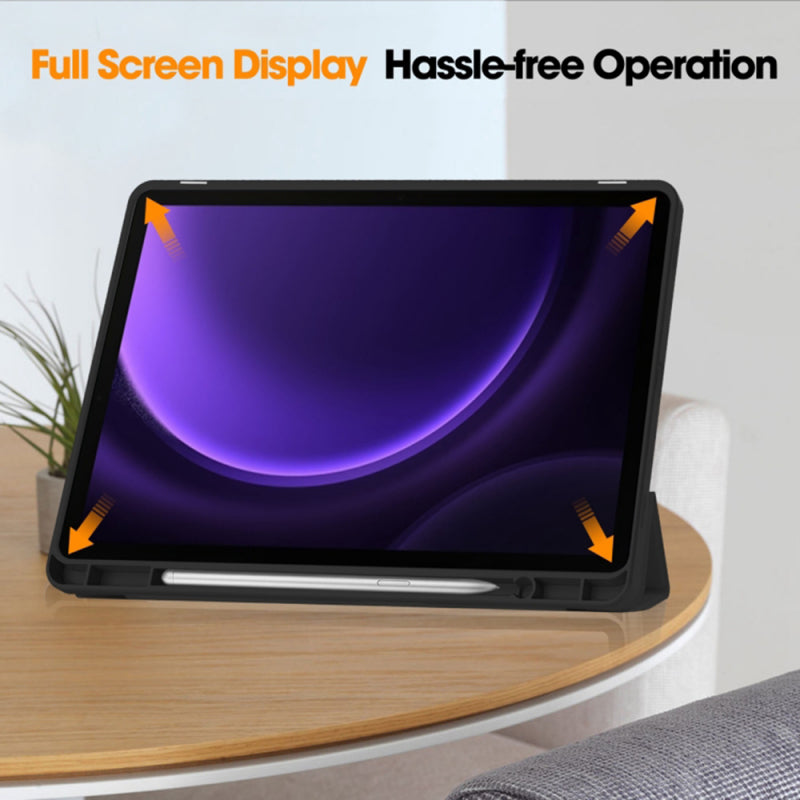 Husa pentru Samsung Galaxy Tab S10 FE / Tab S9 FE / Tab S9, Techsuit, Flex Trifold, Neagra