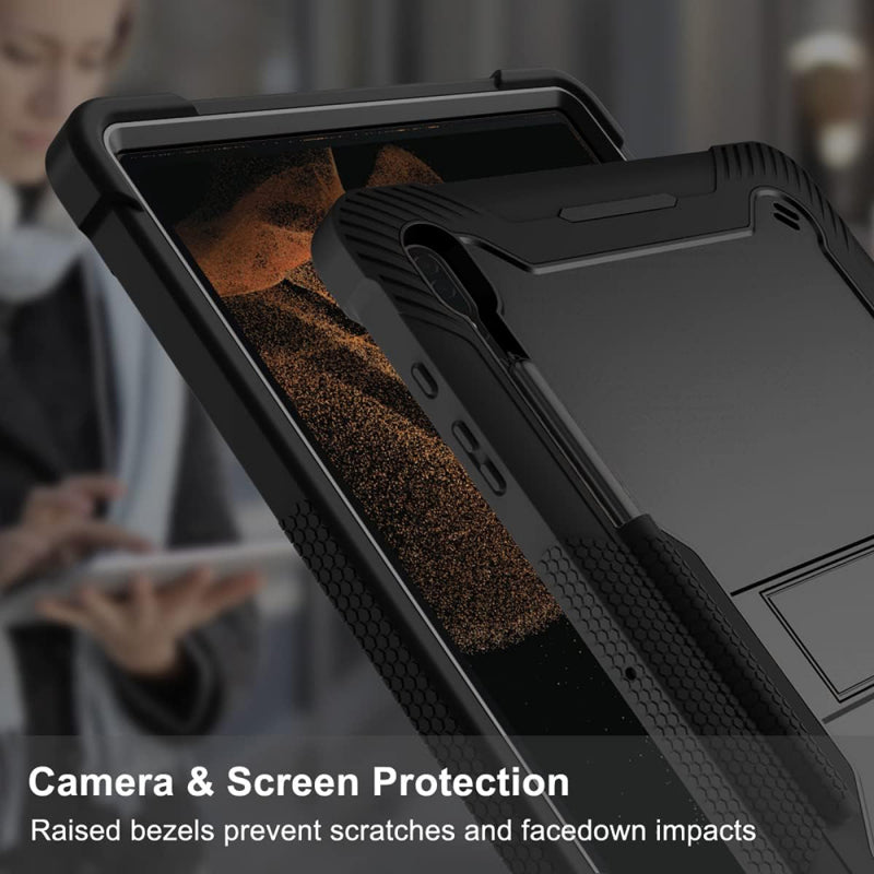 Husa pentru Samsung Galaxy Tab S10 Ultra / Tab S9 Ultra / Tab S8 Ultra, Techsuit, Rugged TabShell, Neagra