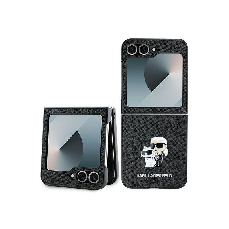 Husa pentru Samsung Galaxy Z Flip7 FE F761 / Z Flip6 F741, Karl Lagerfeld, Saffiano Karl &amp; Choupette Metal